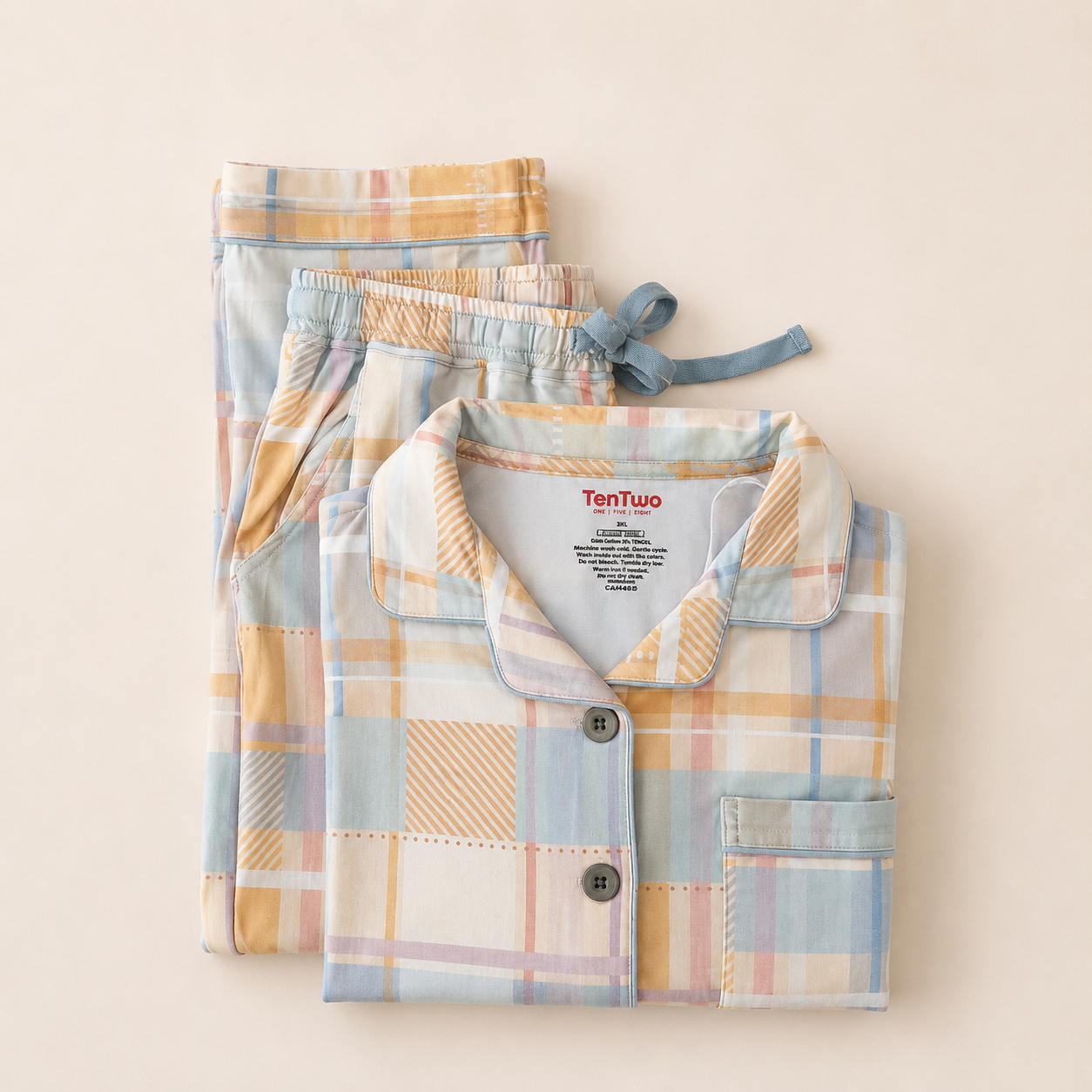 Pastel Plaid Kids Pajama Set