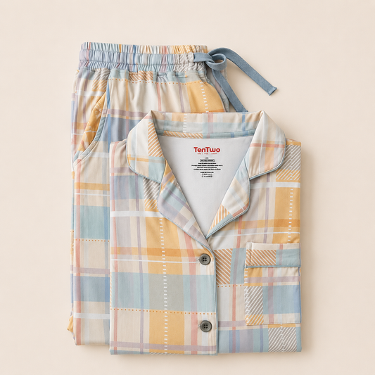 Pastel Plaid adults Pajama Set